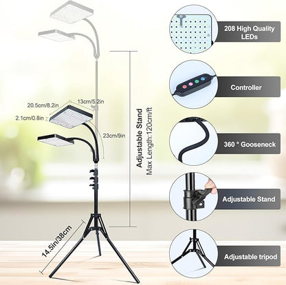 Grow Light with Stand, Orchbloom Grow Lights for Indoor Plants 50W, Natural Sunlight Full Spectrum Plant Growing Lamps for Houseplants & Bonsai Tree, 4/8/12 Hr Timer Plant Light Auto On/Off Everyday