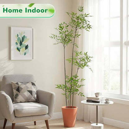 Giegxin 6ft Faux Bamboo Tree Indoor Artificial Nandina Tree Realistic Large Fake Plants Potted Planter Tall Foliage Floor Plant for Home Office Corner Room Decor Greenery Housewarming Gift(Green)