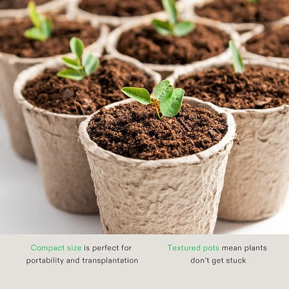 VIVOSUN Peat Pots, 30 Packs 3.15-Inch Seed Starting Pots with Drainage Holes, Round Nursery Pot, 20 Plant Labels for Flowers, Plants, Vegetables, 30Pcs