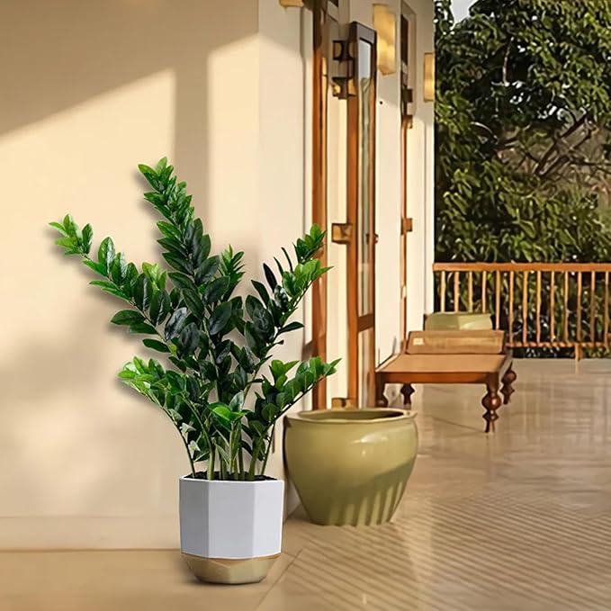 Artificial Plants Indoor ZZ Plant Fake Plant 34" Potted Plastic Plants for Home Office Desk Farmhouse Room Bathroom Decor