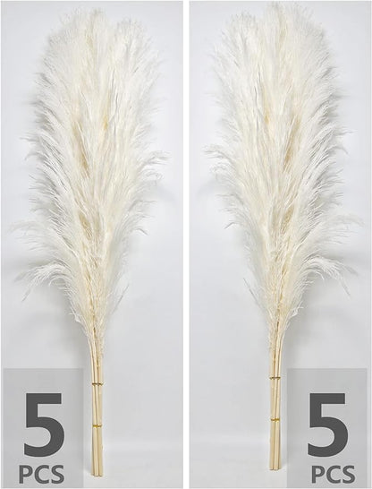 10 Stems 46" inch White Pampas Grass Decor Tall, Large Pompas Grass, Boho Neutral Home Decor Bouquet, Fluffy Pampass Grass for Floor Vase Wedding Floral Arrangements Wall Farmhouse Table Decor