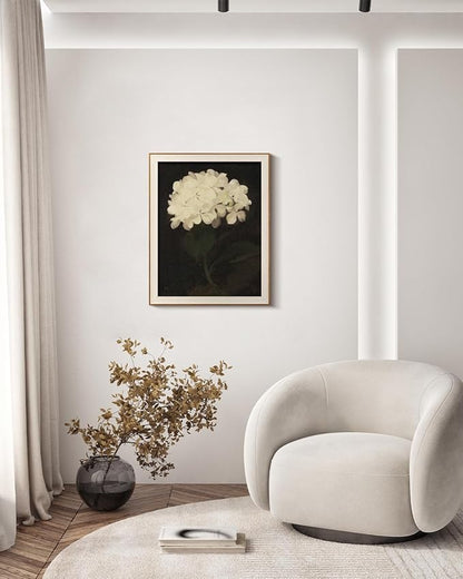 InSimSea Framed Canvas Wall Art Decoration Canvas Wall Art Room Decor, White Hydrangea Oil Painting Canvas Prints, Bedroom Bathroom Wall Pictures Flower Artwork Office Floral Wall Decor 16X20In