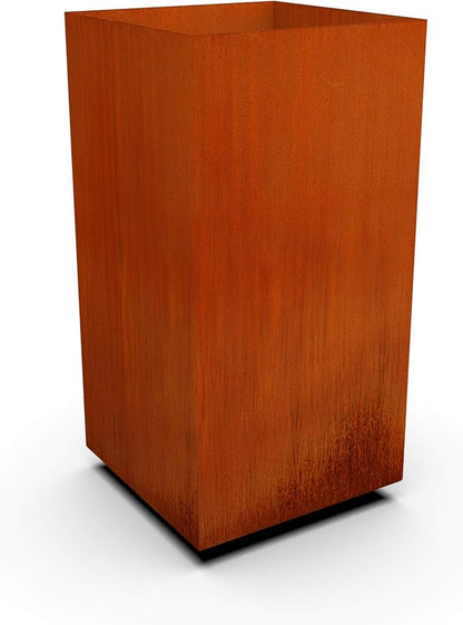 Plantercraft Corten Steel Planter Tall Cube Garden Box Metal Outdoor Heavy Duty | Made in USA | Fully Assembled | Commercial Residential