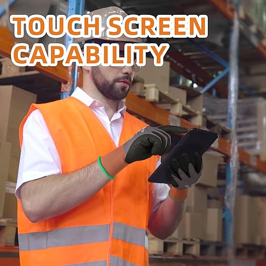 Schwer 240 Pairs Safety Work Gloves with Sandy Nitrile Coating LT5626, Max Abrasion Resistance Heavy Duty Working Glove with Grip for Men and Women, Ideal for Mechanic, General-Purpose, M