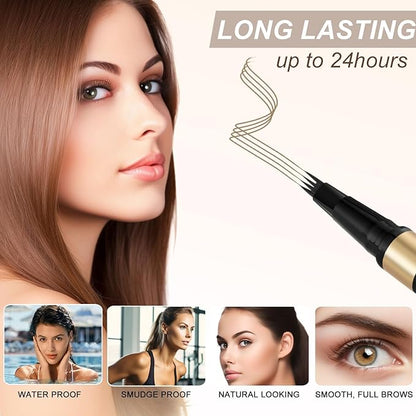 Microblading Eyebrow Pen Kit - Waterproof Brow Makeup Set with Eyebrow Pencil, Eyebrow Gel Clear, Eyeliner, Dual-ended Eyebrow Brush, Natural Looking Brows with Long-Lasting All-Day Hold - Dark Blonde