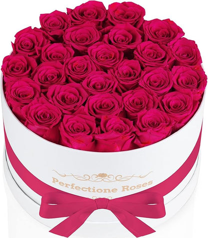 Perfectione Roses 27 Roses in a Box, Mothers Day Rose, Preserved Flowers for Her, Flowers for Delivery Birthday Gifts for Women (Radiant Pink)