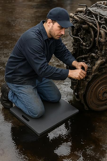 Rhino Knee Pad, Knobbed Back Heavy-Duty Industrial Kneeling Pad, Non-Slip, Waterproof, Oil-Resistant Comfort Mat for Wet and Slippery Work, Stadium Seat, Bleacher Seat (Black, 24" X 36" X 1")