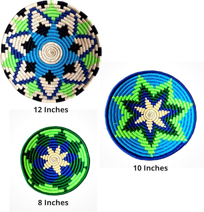 Bhumee Creations Rattan Trendy & Timeless: Sabai Grass Wall Basket - Handwoven Wall Art (Blue Green, Set of 3)