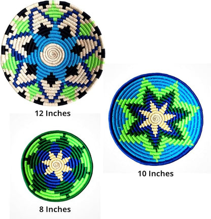 Bhumee Creations Rattan Trendy & Timeless: Sabai Grass Wall Basket - Handwoven Wall Art (Blue Green, Set of 3)