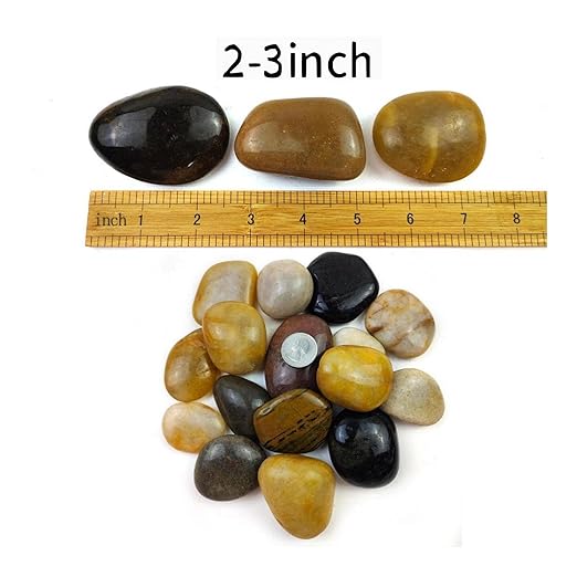 5LB Mixed Color River Rocks - 2-3 inch High Polished Decorative Pebbles, Stones for Landscaping,Natural River Rocks for Outdoor Décor, Plants,Vase Filler,Fish Tank