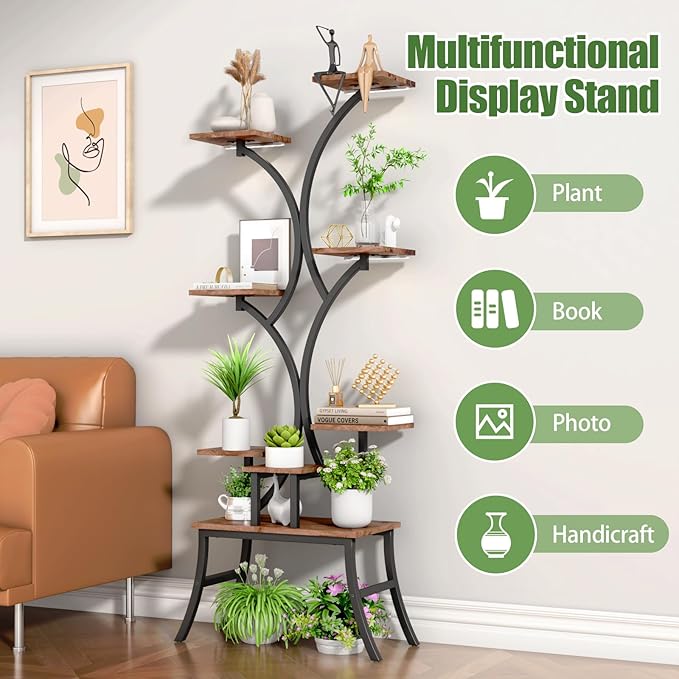 Plant Stand Indoor with Grow Lights - 62'' Tall Plant Stand Corner Plant Stands 8 Tiered Large Flower Holder Display Rack for Living Room Bedroom Office Home Decor