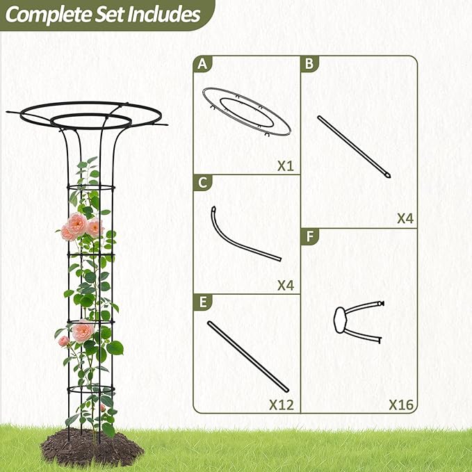 Trellis for Climbing Plants Outdoor - 69"(H), Expandable and Rust-Proof Metal Plant Support, Easy Installation, Garden Trellis for Potted Roses, Vines, Jasmine(2 Pack)