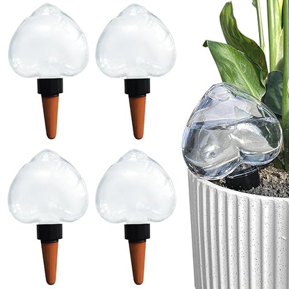 Heart2-shaped Self Plant Watering Globes-4 Top Fill Automatic Planter Watering Insert with Slow Release-Watering drip Irrigation Device for Indoor and Outdoor Plants.