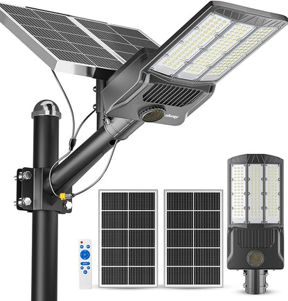 Ofuray OL-10600W Solar Street Lights Outdoor,50,000mAh Solar Parking Lot Security Lights Commercial up to 720,000Lm Distance,IP67 Street Dusk to Dawn with Remote Control for Street,Barn