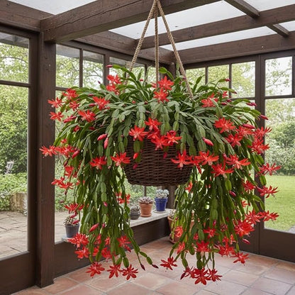 Christmas Cactus Live Plant 4 inch Pot, Christmas Flower Plant, Flower Succulents Plants, Holiday Christmas Cactus for Planting (Red Christmas Cactus)