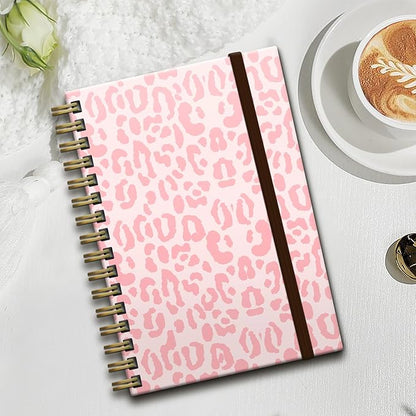 Cute Spiral Journal Notebook,Binding with Premium Paper for Girl Women,Cool Funny 120 Pages,100gsm A5 College Ruled NotebookJournal,Perfect for Gifts Nurse Teacher Women(Pink Leopard)