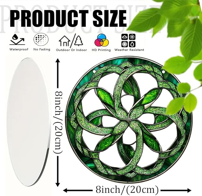 2 Pcs Celtic Knot Window Hanging Ornament Celtic Knot Suncatcher 8 Inch Eternal Knot Acrylic Suncatchers Window Hanging Indoor Wall Art Christmas Home Decor Stained Suncatcher Ornaments