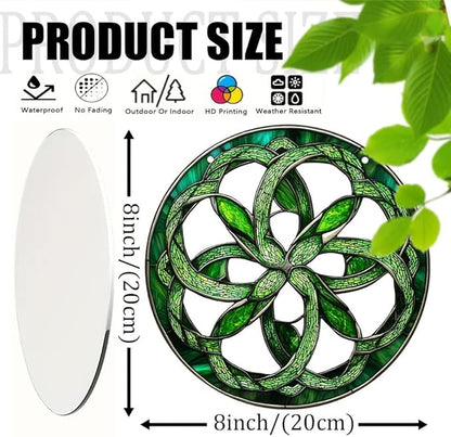 2 Pcs Celtic Knot Window Hanging Ornament Celtic Knot Suncatcher 8 Inch Eternal Knot Acrylic Suncatchers Window Hanging Indoor Wall Art Christmas Home Decor Stained Suncatcher Ornaments