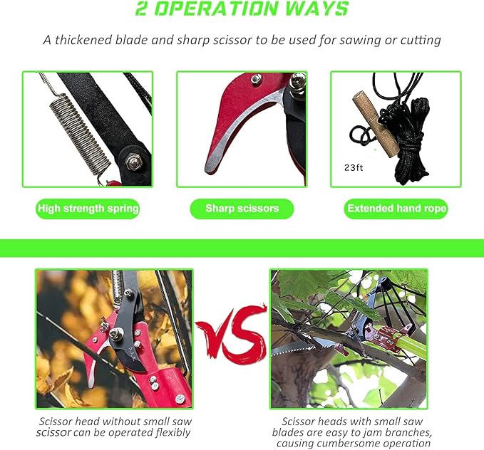 Pole Saw for Tree Trimming - 30 FT Extendable Tree Pruner, Long Handle Tree Trimmer, High Reach Branch Cutter, Heavy Duty Pole Pruning Saw, Tree Cutting Tool for Hard-to-Reach Branches
