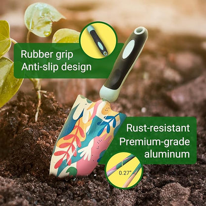 GardenHOME Garden Tool Set – Durable Stainless Steel Gardening Kits with Tote Bags, Stools, and Accessories, Perfect for Gardeners, Women, and Men (5 Piece Floral)