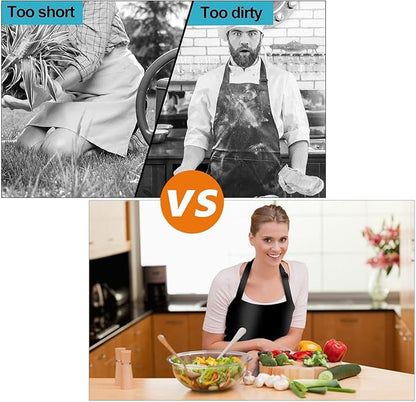 2 Pcs Waterproof Rubber Aprons (40 Inch Long) include 1 Pair 22 Inch Chemical Resistant Rubber Gloves - Adjustable Straps for BBQ, Butcher, Cooking, Kitchen, Grilling & Fishing