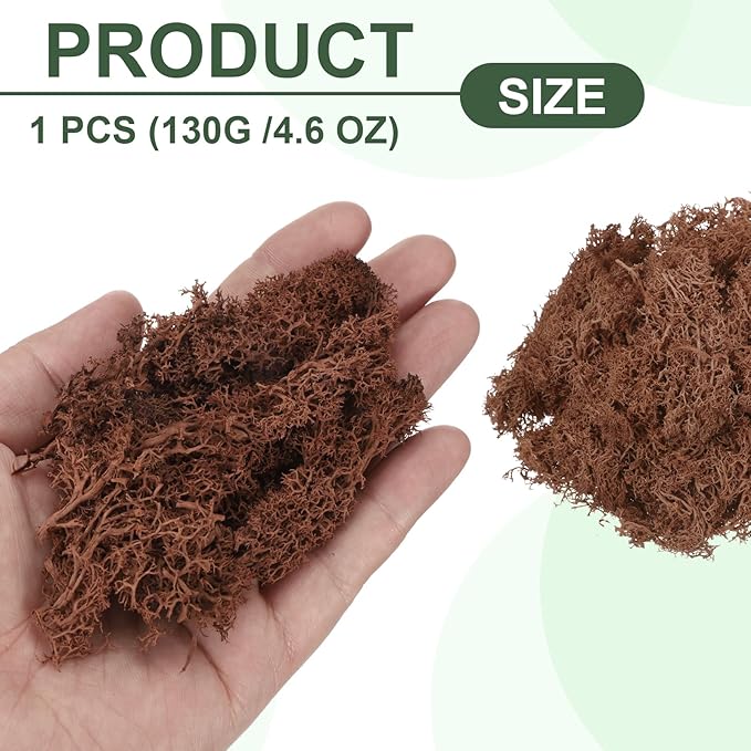 MECCANIXITY 4.6oz Preserved Reindeer Moss, Coffee Decorative Artificial Fake Moss for Potted Plants Indoor Crafts Lichen Centerpieces Decor