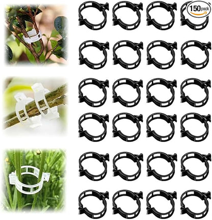 Secured Plastic Plant Clip, 2025 Upgrade Plant Support Clips Reusable Garden Clips, Garden Clips for Climbing Plants, Plastic Trellis Clips Tomato Grape Vine Vegetables Plant Fixing Clips (150, Black)