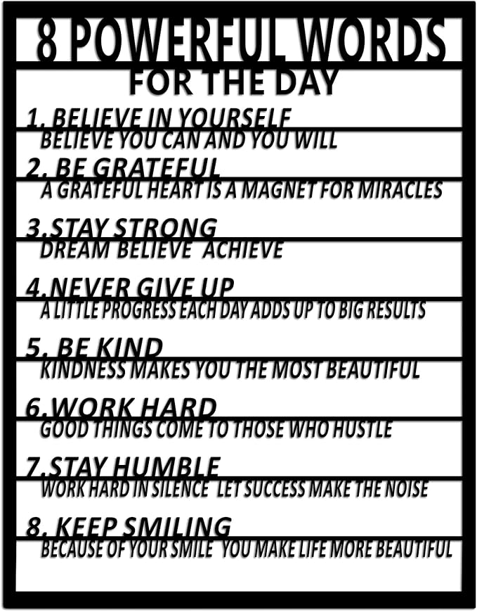 8 Rules of Life Metal Decoration, Motivational Wall Art Inspirational Wall Decor for Office, Teenage Boy Room, Rustic Home & Graduation Gift, Positive Uplifting Wall Art for Gym, School, or Farmhouse