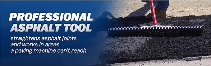 MARSHALLTOWN Asphalt Lute Rake, Plain 36 Inch Blade, 72 Inch Aluminum Handle, T Connector, Made in the USA, RED700031C