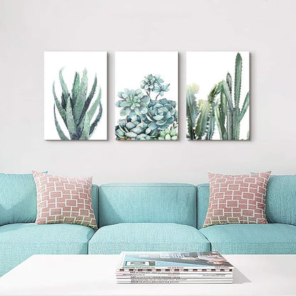 Canvas Wall Art For Living Room Bathroom Wall Decor For Bedroom Kitchen Artwork Canvas Prints Green Plant Flowers Painting 20" X 28" 3 Pieces Modern Framed Office Home Decorations Family Picture