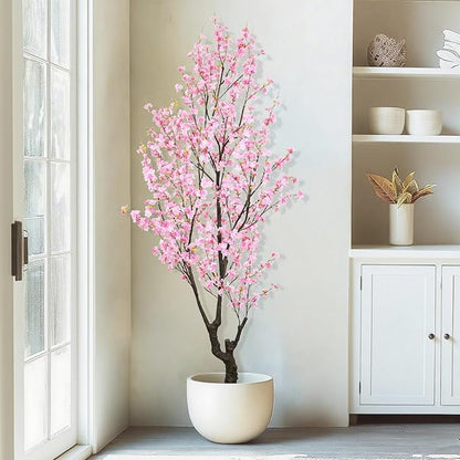 Faux Cherry Blossom Tree 8FT Aritifical Pink Flower Tree Indoor,Fake Cherry Blossom Tree for Home Decor Gift