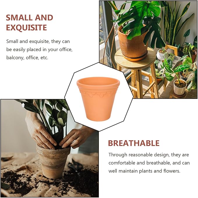 Gadpiparty 2pcs Terracotta Flowerpots with Drainage Rustic Clay Planter Bonsai Pots for Indoor Outdoor Gardening Succulents and Plants