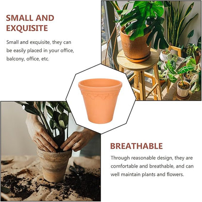 Gadpiparty 2pcs Terracotta Flowerpots with Drainage Rustic Clay Planter Bonsai Pots for Indoor Outdoor Gardening Succulents and Plants