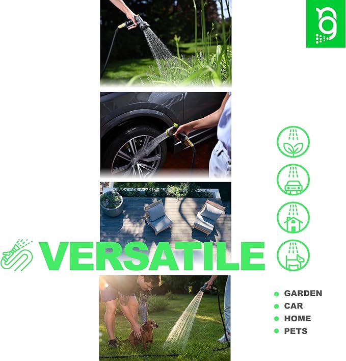 Easy to Use Garden Hose 100 FT, Lightweight and Leak-Proof Heavy-Duty Flexible Water Hose 100FT with Reinforced TPE Core, 3/4" Solid Brass Fittings, Ultra-Flow Manguera Para Jardin, Built to Last