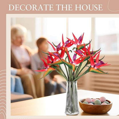 Hanaive 20 Pcs Bird of Paradise Artificial Plant 24 Inches Hawaiian Tropical Flowers Fake Rubber Strelitzia Faux Flowers Bouquet for Home Garden Office Wedding Indoor Outside Party Decor DIY (Pink)