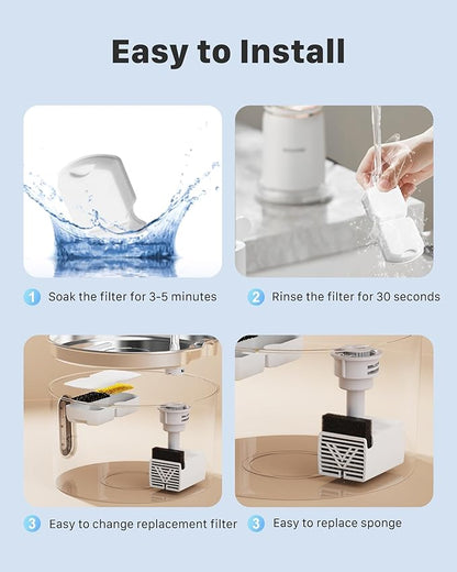 Cat Water Fountain Filter: 12 Pet Fountain Replacement Screen for Stainless Steel - 6 Carbon Filters & 6 Foam Filters - Suitable for Cat Water Fountain Stainless Steel S17