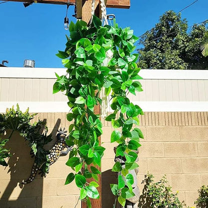 Artificial Hanging Plants 2pcs Fake Hanging Plant Artificial Faux Plant Outdoor UV Resistant Plastic Plants (Green)