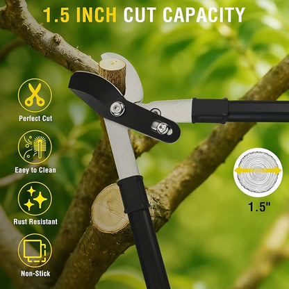Yesker 29 Inch Loppers for Tree Trimming Heavy Duty Bypass Loppers Powerful Gear Action Sharp Steel Blade Tree Trimmer up to 1.5" Dia Cut Capacity Non-slip Handle Branch Cutter for Garden Maintenance