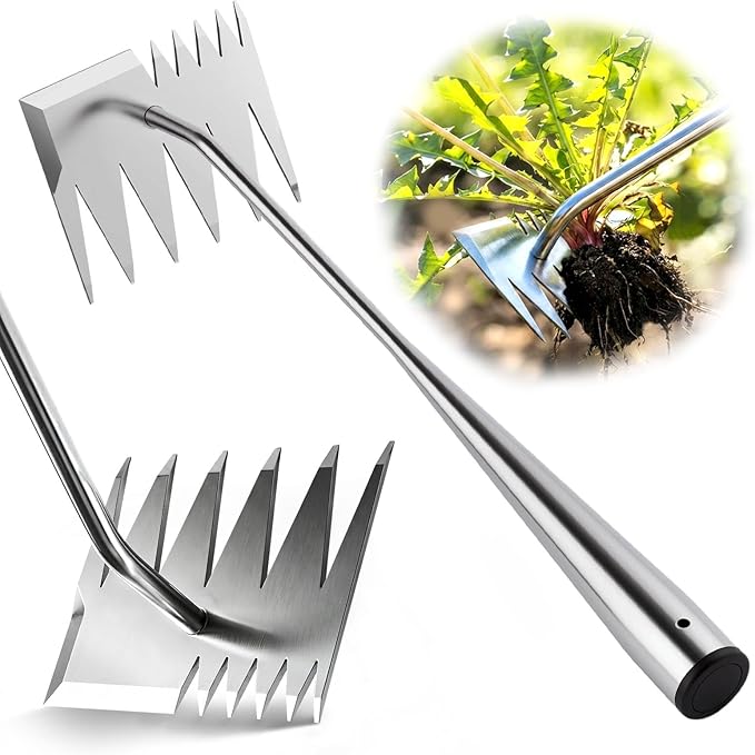 2025 Upgraded Weed Puller Tool, 6-Tooth Manganese Steel Manual Weeders, Portable Garden Weed Remover Tools for Vegetable Gardening Backyard Farm Planting & Weeding