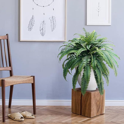 Artificial Boston Fern - 47” Faux Fern with 88 Leaves, Single Plant for Indoor & Outdoor Decoration, UV Resistant Greenery for Porch, Patio & Home Decor
