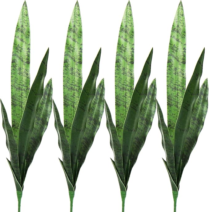 Beebel 4 Pcs Artificial Plants 30" Sansevieria Snake Plant Plastic Greenery Perfect Faux Agave Plant for Home Office Indoor and Outdoor Décor