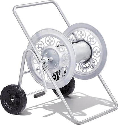 Outvita Hose Reel Cart, Hold up to 175 Ft of 5/8'', Garden Water Hose Reel Carts Mobile Tools with 2 Wheels, Heavy Duty Powder-coated, for Garden, Yard, Lawn, Outdoor(Silver)