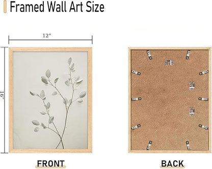 CHMMART 3 Piece Neutral Botanical Framed Wall Art Beige Floral Canvas Art Prints Minimalist Flower Pictures Wall Decor Boho Painting Artwork for Living Room Bedroom Bathroom 12x16in