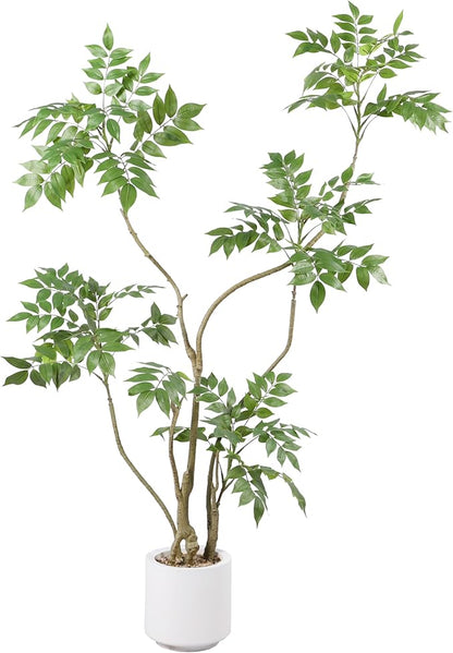 Artificial Sumac Tree,4ft（1pack） Tall Fake Plants Artificial Mahonia fortunei Plants for Indoor, Fake Trees for Office Home Living Room Floor Patio Greening Porch Decor
