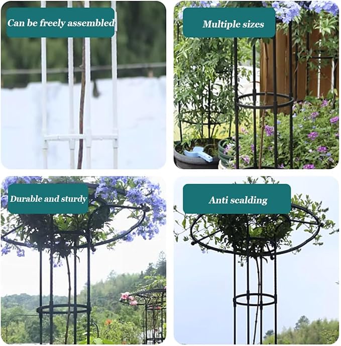 Garden Trellis for Climbing Plants and Flowers,Rustproof Metal Vertical Umbrella Trellis,Garden Obelisk Climbing Plant Trellis(Size:210cm,Color:Black)