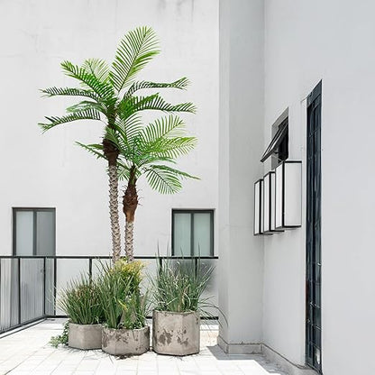 8FT Artificial Palm Tree with Realistic Bark & Leaves, UV Resistant Faux Indoor Outdoor Palm Plant for Home, Office, Yard, Patio, and Living Room Decor (96 Inches)
