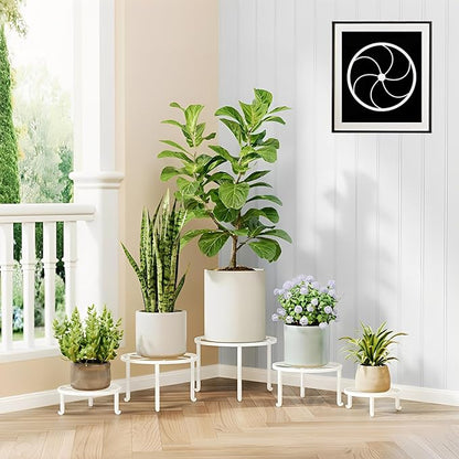 5 Pack Metal Plant Stand Indoor Outdoor Low Corner Plant Stand Heavy Duty Rustproof Iron Round Supports Rack for Planter Flower Pot Rack Display Shelf