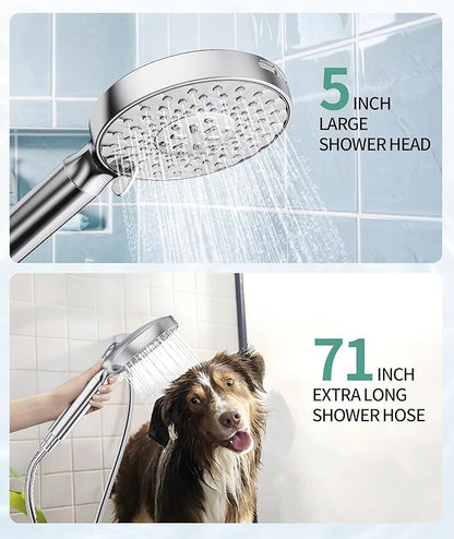 SR SUN RISE Filtered Shower Head with Handheld High Pressure 9 Spray Mode Showerhead Detachable Shower Head Water Softener Filters Beads for Hard Water Remove Chlorine 4 Filters Chrome