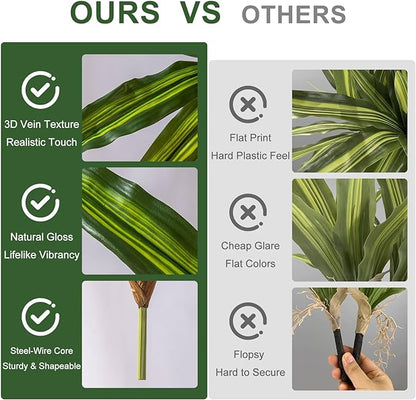4 Pcs Artificial Greenery Stems Dracaena Faux Branches Artificial Plants Realistic Fake Dracaena Greenery Realistic Plants for Indoor Outdoor Porch Patio Home Office Living Room Decor (Light Green)