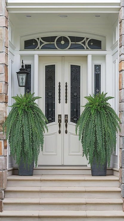 Ferns Fake Plants 59 Fronds Artificial Plants Outdoor 57" Long Fake Fern Look Real Large Plant Artificial Ferns Potted | Hanging Boston Fern | Fake Plant Shrubs for Home Garden Porch Farmhouse Decor